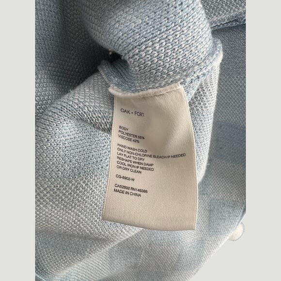 Oak + Fort Blue Cream Check Knit Short Sleeve Cardigan Top Women’s XS/S - Picture 6 of 7